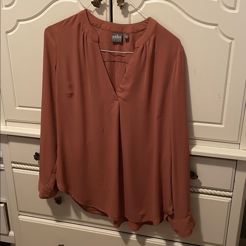 Soho Apparel Terracotta Long Sleeve Blouse